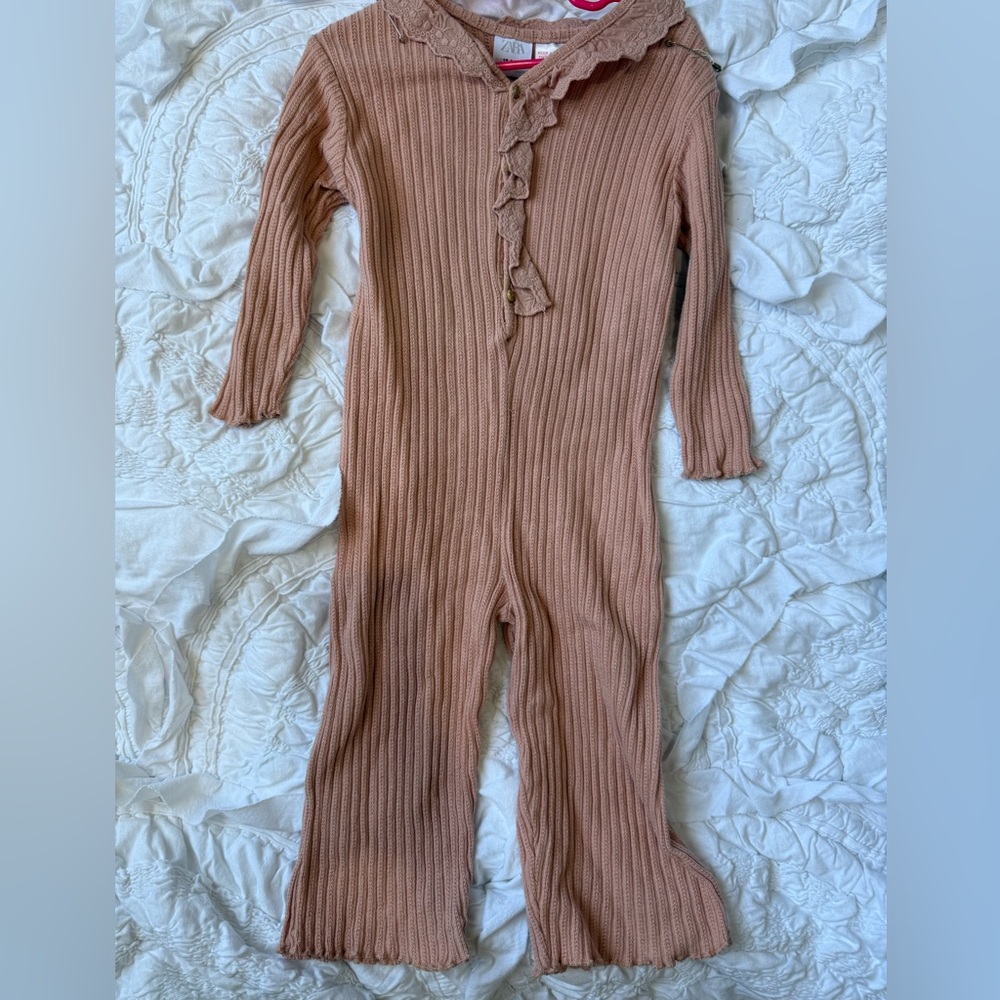 Zara Ribbed Soft Pink jumpsuit